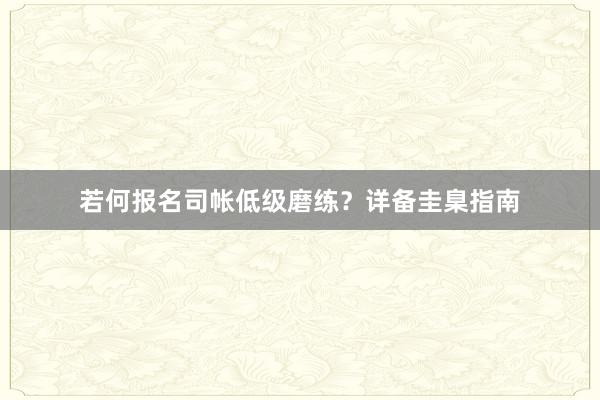 若何报名司帐低级磨练？详备圭臬指南